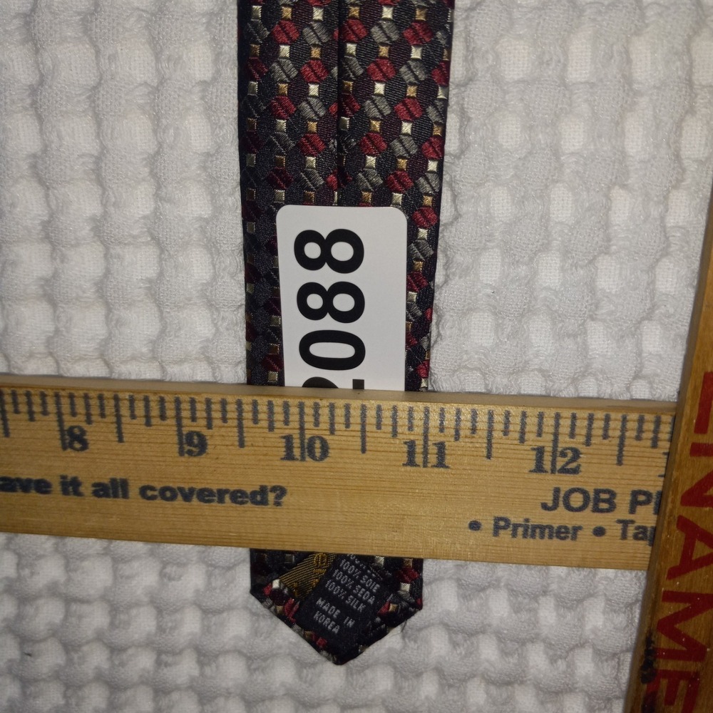 Roberto Villini Couture Men Black Red Silver Diamond Woven Silk Tie Handmade - Picture 7 of 8
